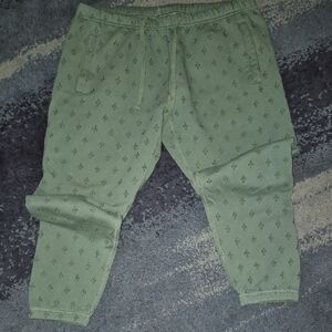 Mens OVO Green Sweatpants with Pattern Size L